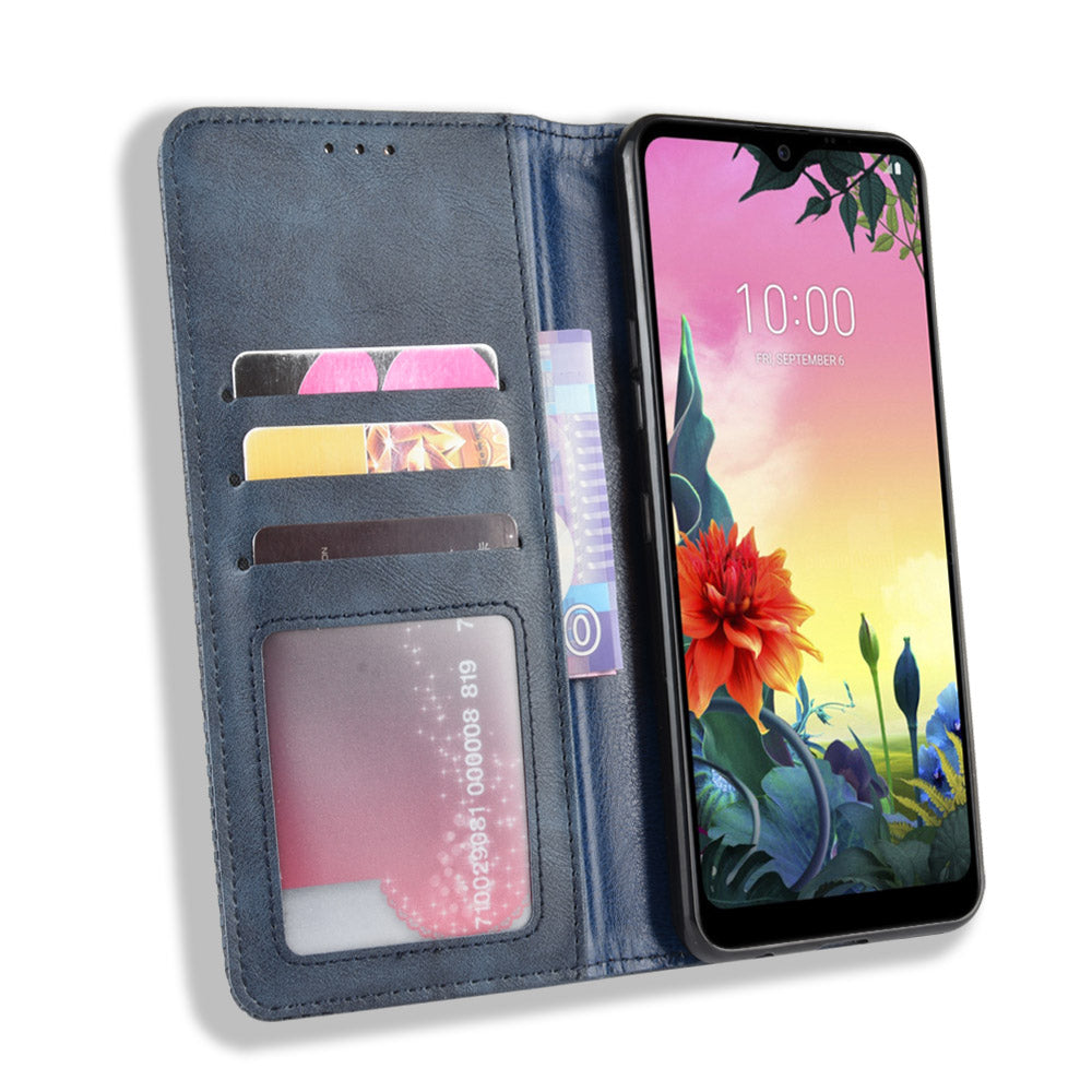Retro Style PU Leather Stand Wallet Protective Cell Phone Case for LG K50S