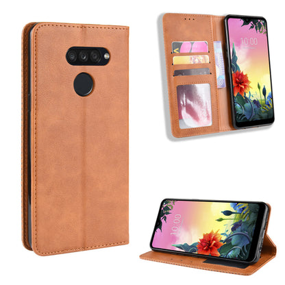 Retro Style PU Leather Stand Wallet Protective Cell Phone Case for LG K50S