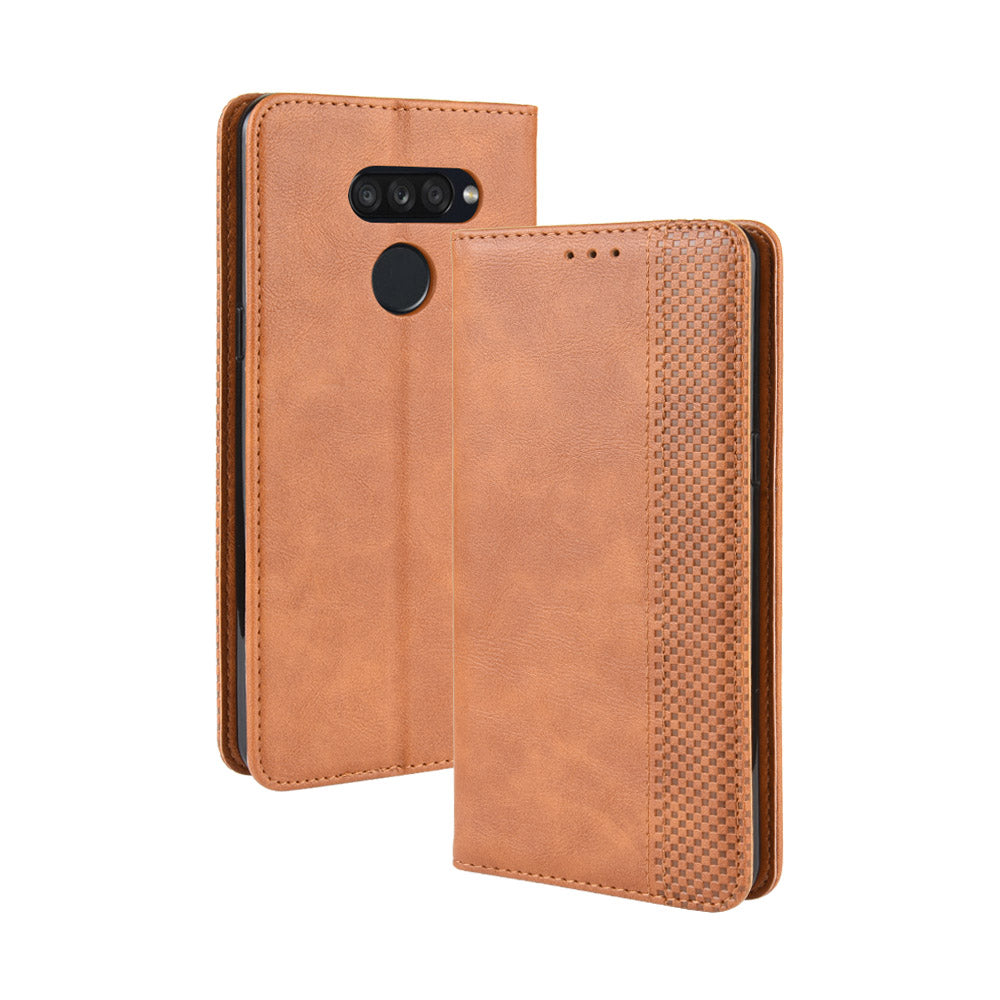 Retro Style PU Leather Stand Wallet Protective Cell Phone Case for LG K50S