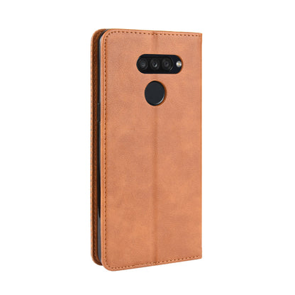 Retro Style PU Leather Stand Wallet Protective Cell Phone Case for LG K50S