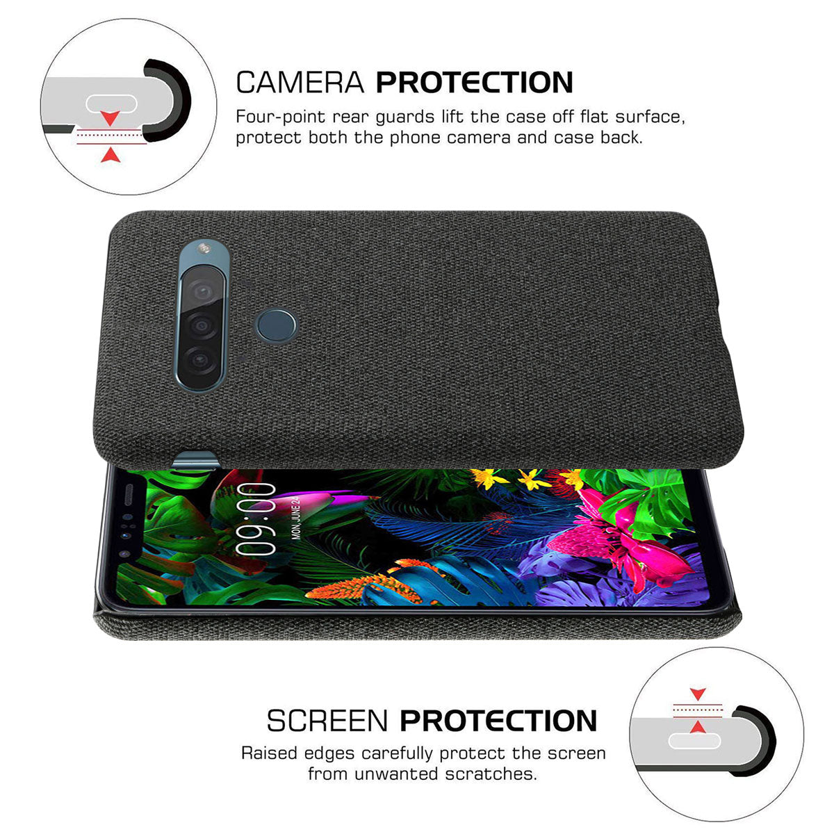 KSQ Cloth Coated PC Mobile Protective Phone Case Cover for LG G8s ThinQ