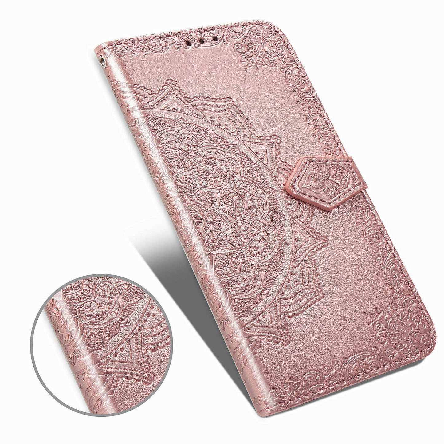 Embossed Mandala Flower Wallet Leather Stand Phone Cover for LG K20 (2019)
