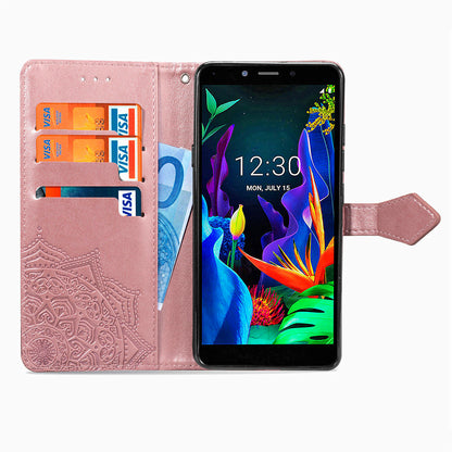 Embossed Mandala Flower Wallet Leather Stand Phone Cover for LG K20 (2019)