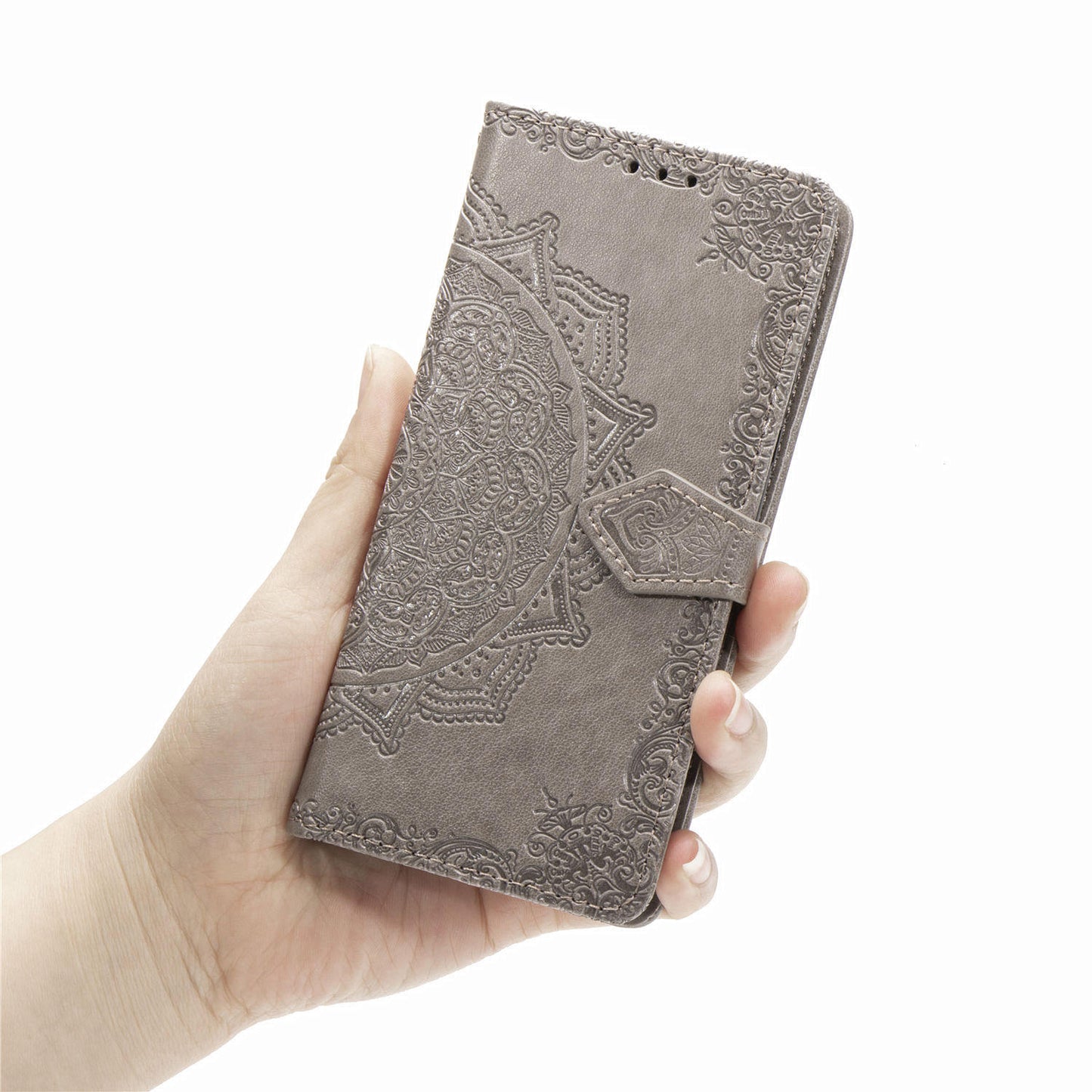 Embossed Mandala Flower Wallet Leather Stand Phone Cover for LG K20 (2019)