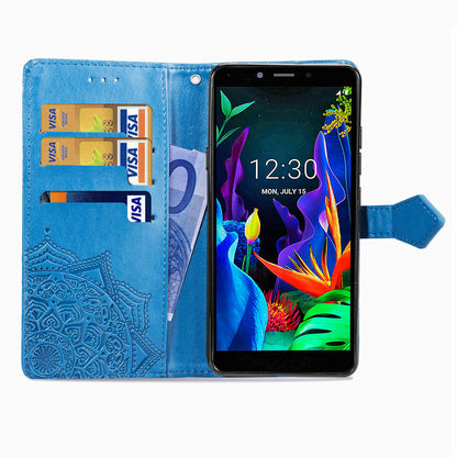 Embossed Mandala Flower Wallet Leather Stand Phone Cover for LG K20 (2019)
