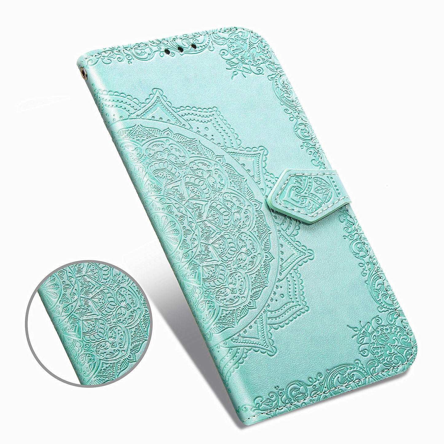 Embossed Mandala Flower Wallet Leather Stand Phone Cover for LG K20 (2019)