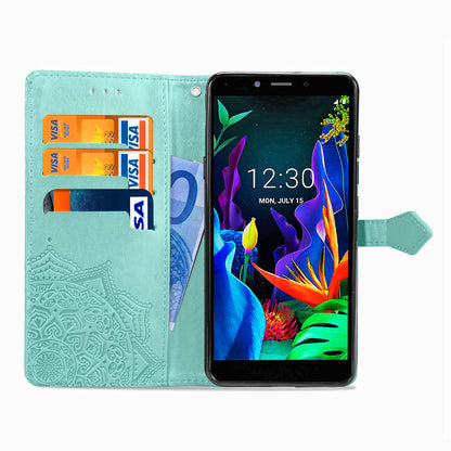 Embossed Mandala Flower Wallet Leather Stand Phone Cover for LG K20 (2019)