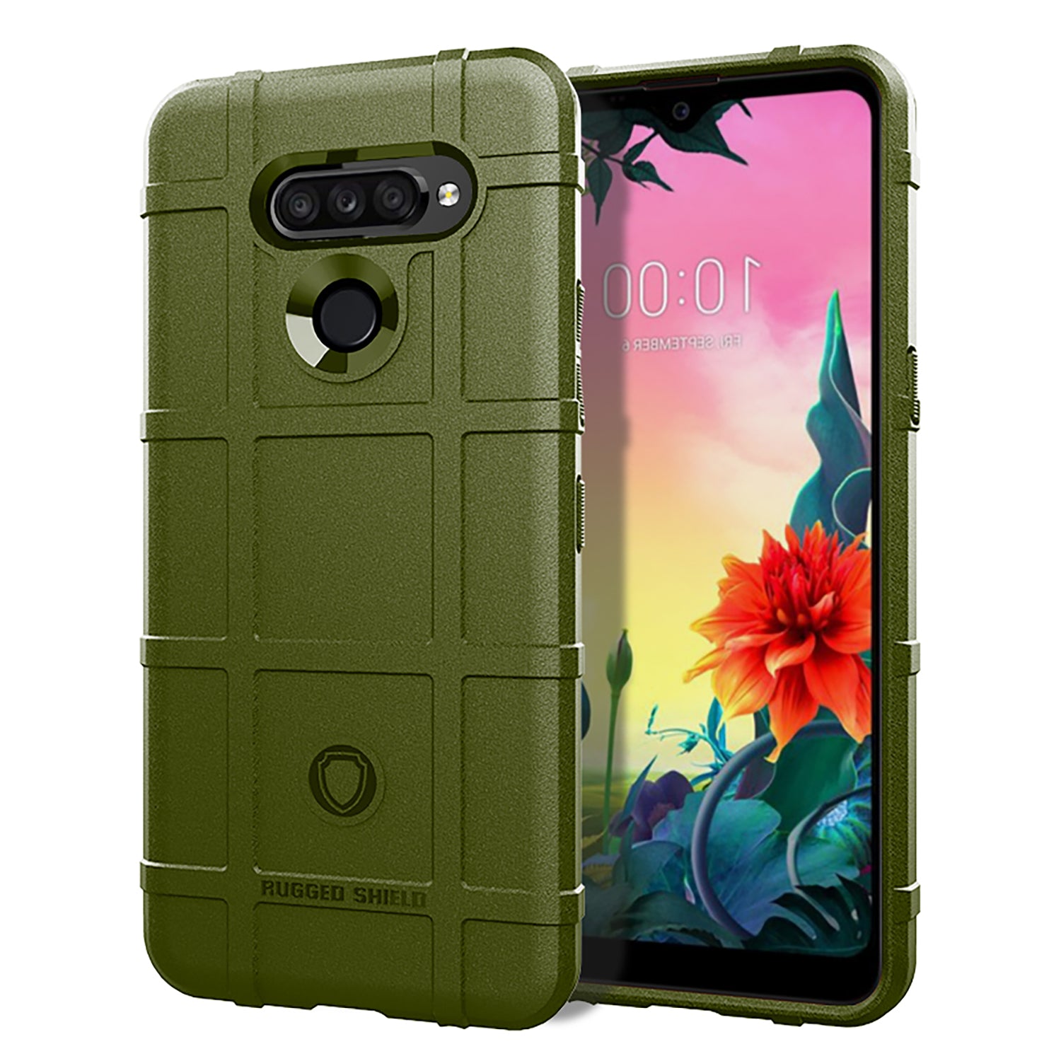 Shock-proof Rugged Square Grid Texture TPU Back Case for LG K50S