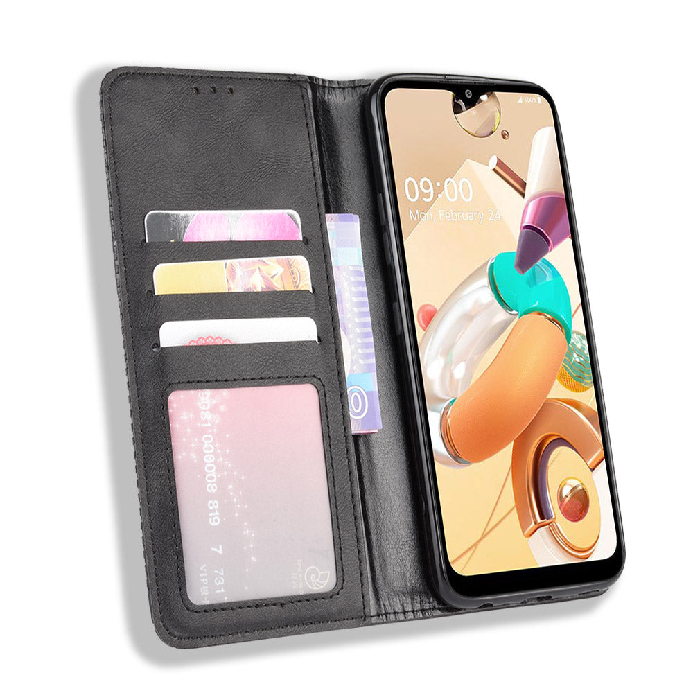 For LG K51S/K41S Auto-absorbed Retro Leather Case with Wallet Stand