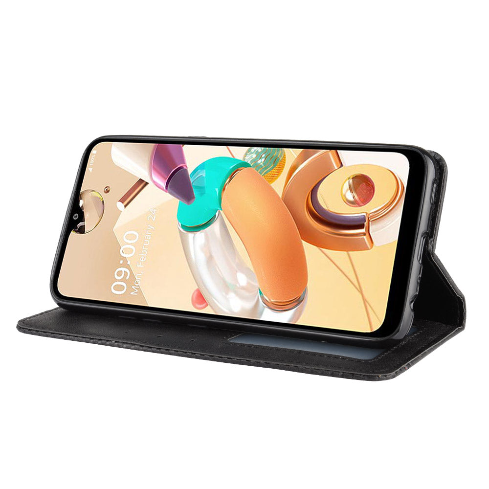 For LG K51S/K41S Auto-absorbed Retro Leather Case with Wallet Stand