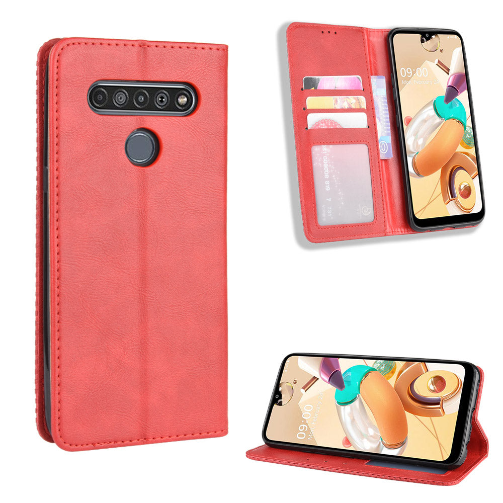 For LG K51S/K41S Auto-absorbed Retro Leather Case with Wallet Stand
