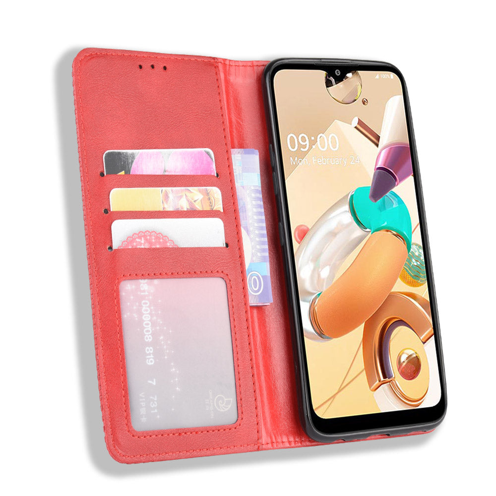 For LG K51S/K41S Auto-absorbed Retro Leather Case with Wallet Stand