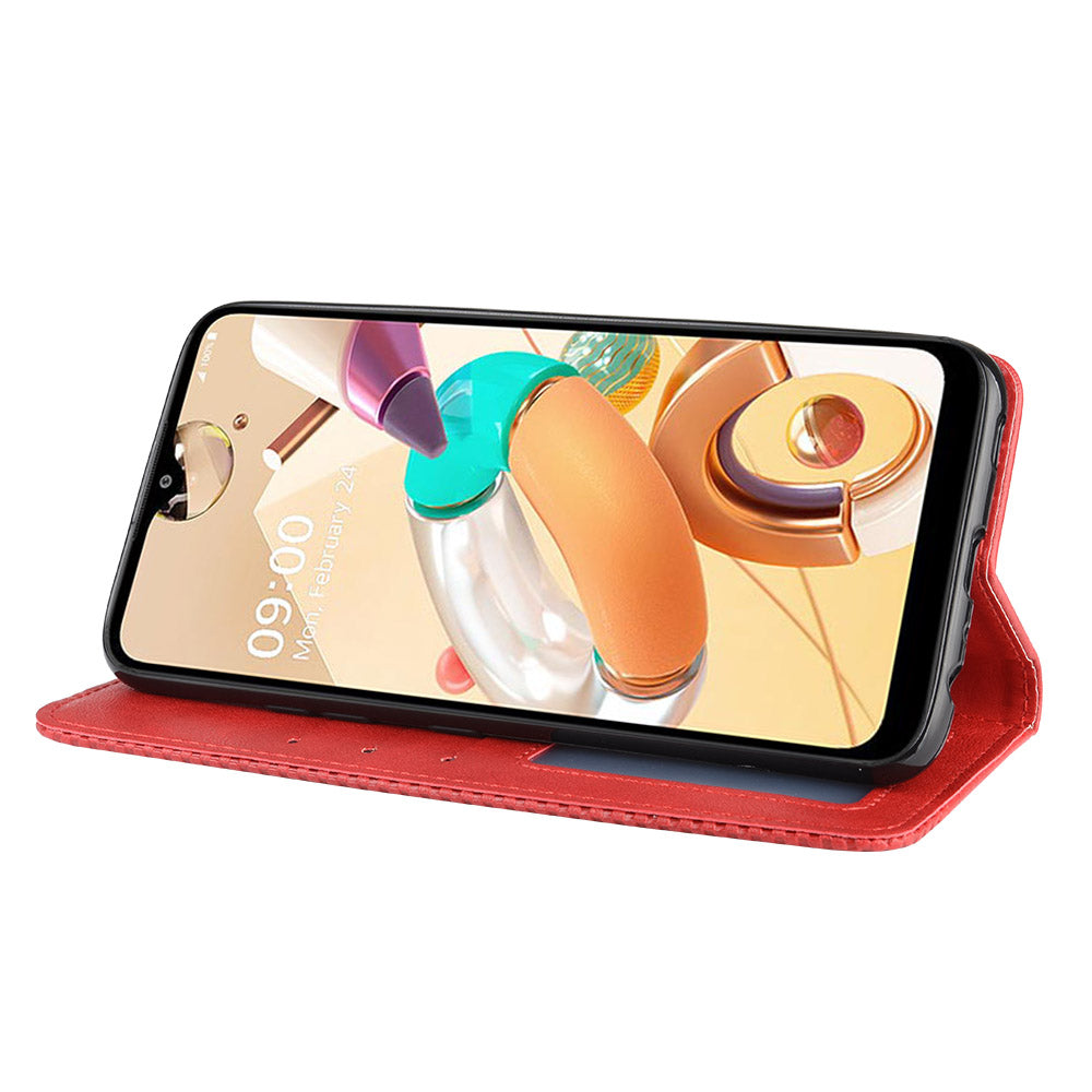 For LG K51S/K41S Auto-absorbed Retro Leather Case with Wallet Stand