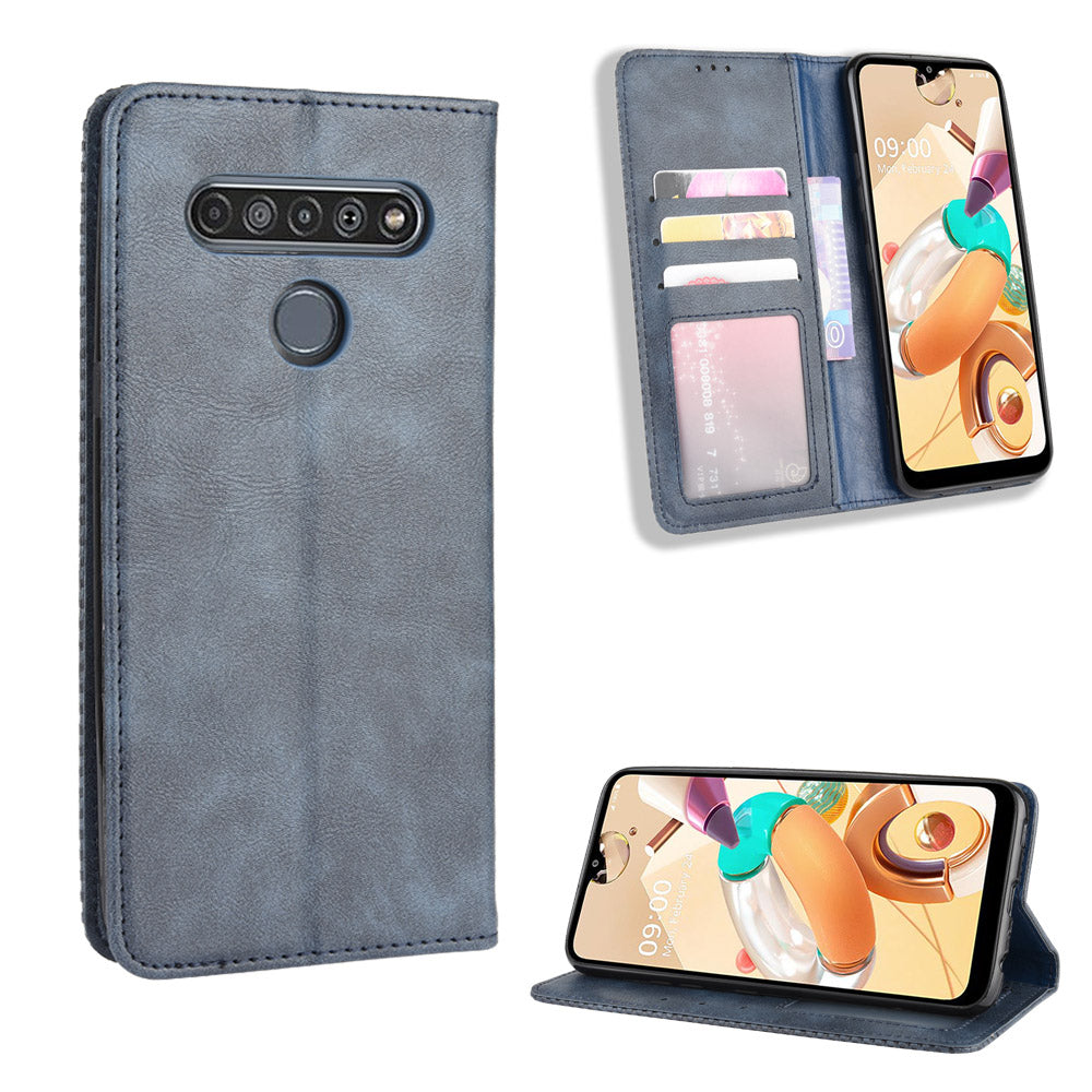 For LG K51S/K41S Auto-absorbed Retro Leather Case with Wallet Stand