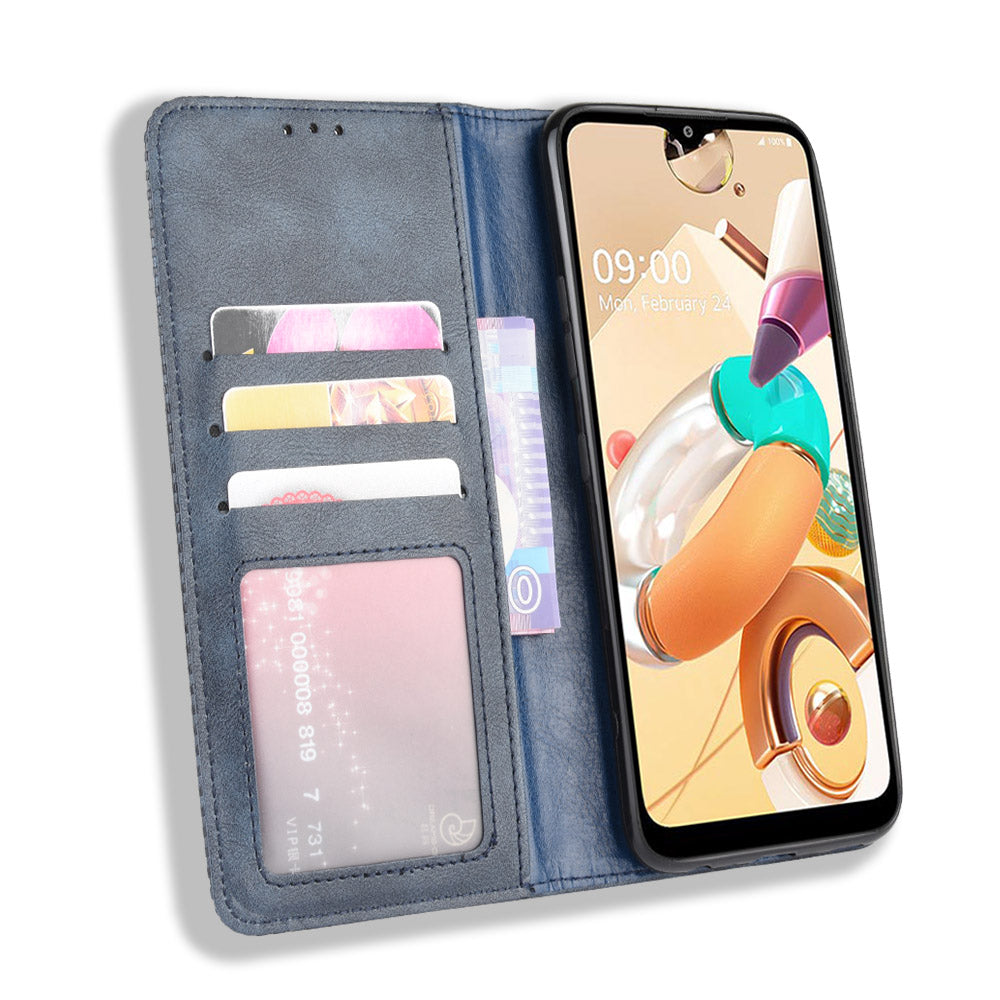 For LG K51S/K41S Auto-absorbed Retro Leather Case with Wallet Stand