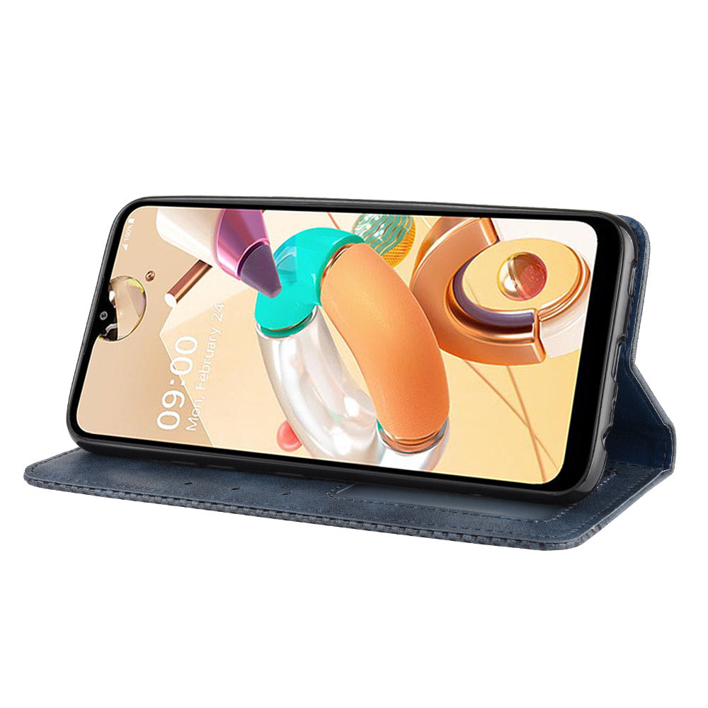 For LG K51S/K41S Auto-absorbed Retro Leather Case with Wallet Stand