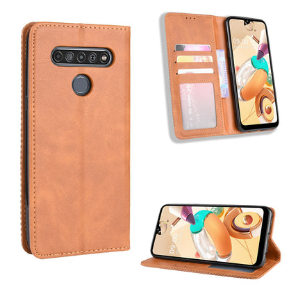 For LG K51S/K41S Auto-absorbed Retro Leather Case with Wallet Stand