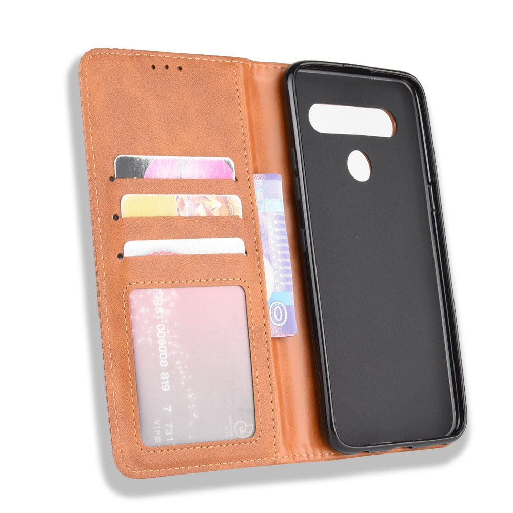 For LG K51S/K41S Auto-absorbed Retro Leather Case with Wallet Stand