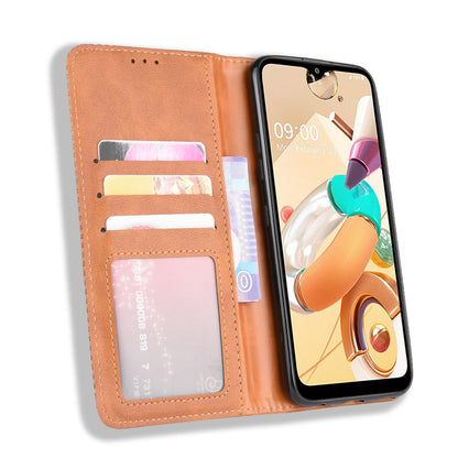 For LG K51S/K41S Auto-absorbed Retro Leather Case with Wallet Stand