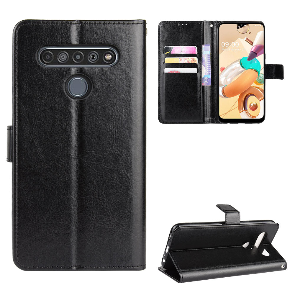 Crazy Horse Wallet Leather Protective Cover for LG K51S/K41S