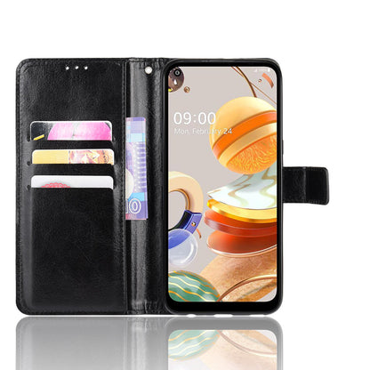 Crazy Horse Wallet Stand Leather Case with Strap for LG K61
