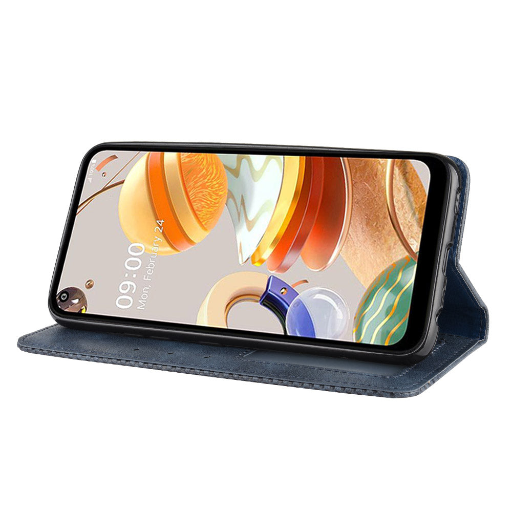 Auto-absorbed Retro Leather Wallet Stand Shell for LG K61