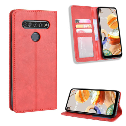 Auto-absorbed Retro Leather Wallet Stand Shell for LG K61
