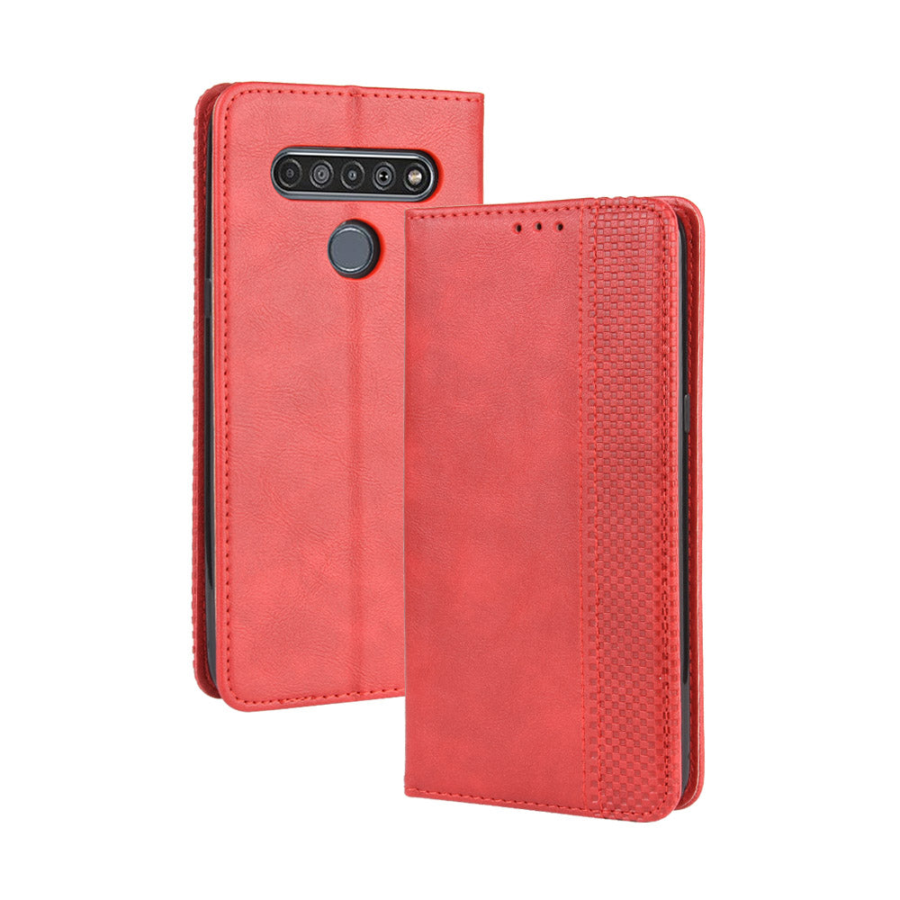 Auto-absorbed Retro Leather Wallet Stand Shell for LG K61