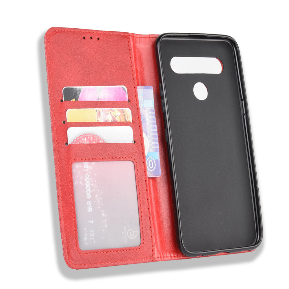 Auto-absorbed Retro Leather Wallet Stand Shell for LG K61