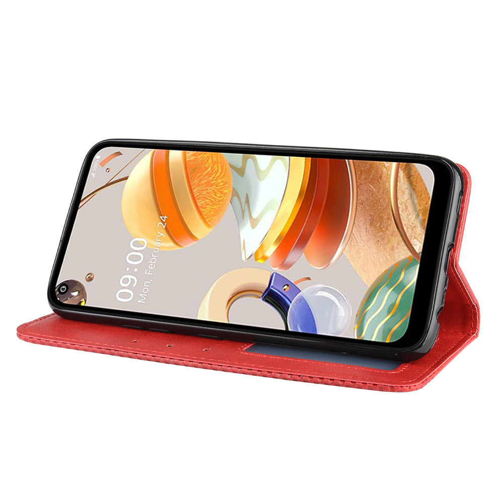 Auto-absorbed Retro Leather Wallet Stand Shell for LG K61
