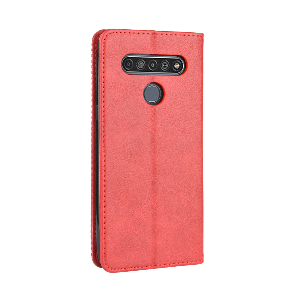 Auto-absorbed Retro Leather Wallet Stand Shell for LG K61