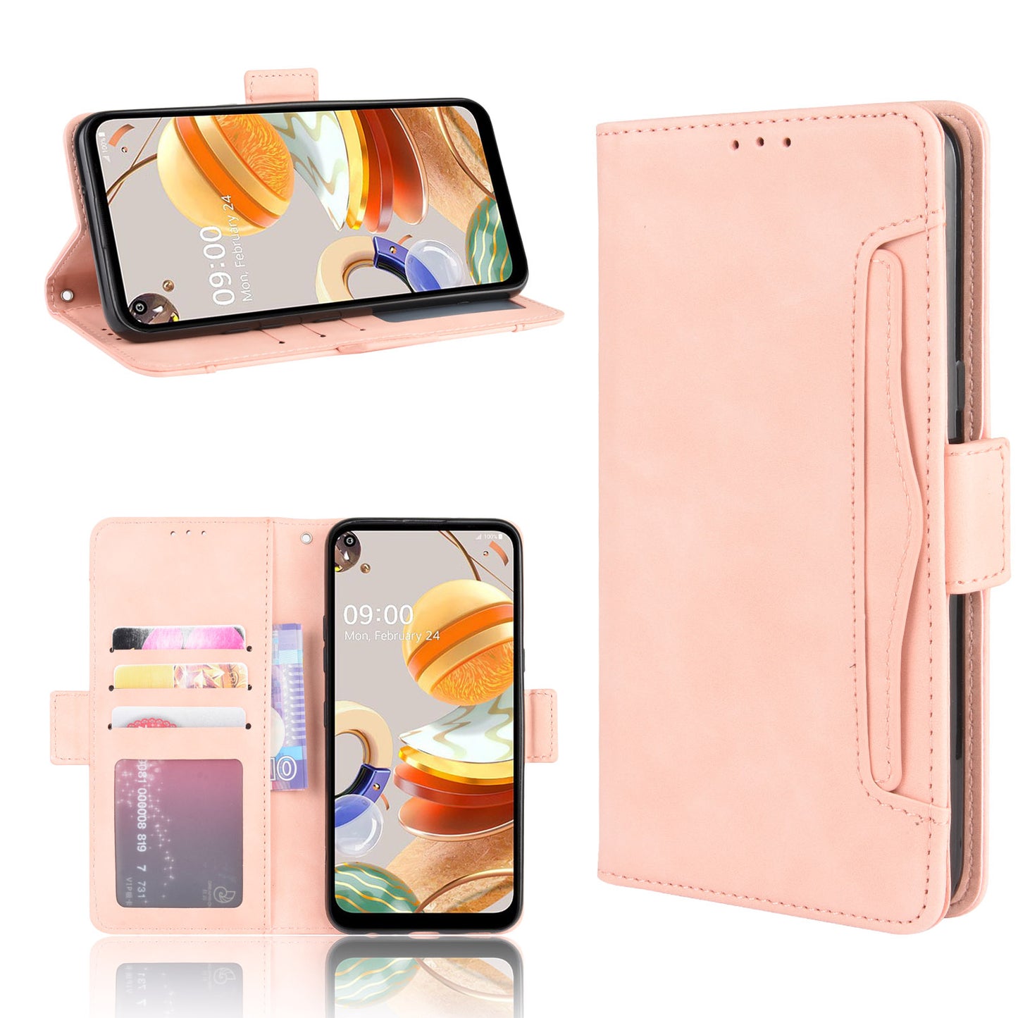 Stand PU Leather Cover with Multiple Card Slots for LG K61