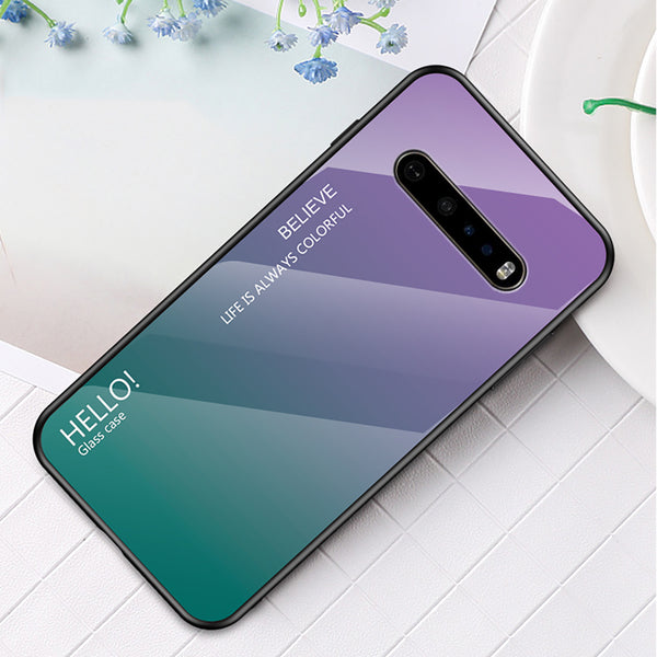 Gradient Color Tempered Glass + PC + TPU Hybrid Case for LG V60 ThinQ 5G