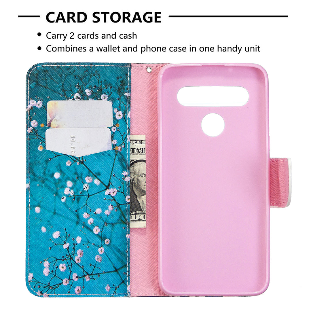 Pattern Printing Stand Leather Wallet Mobile Case for LG K61