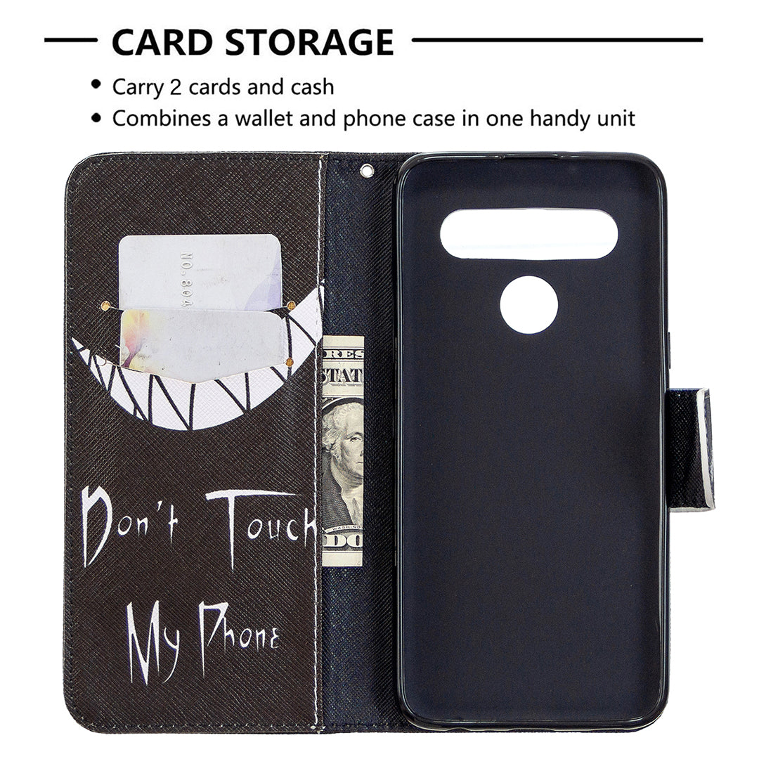 Pattern Printing Stand Leather Wallet Mobile Case for LG K61