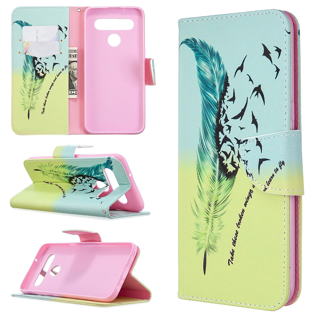 Pattern Printing Stand Leather Wallet Mobile Case for LG K61