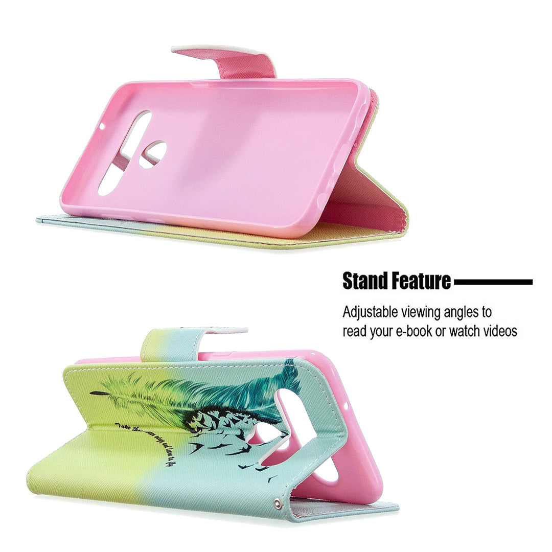 Pattern Printing Stand Leather Wallet Mobile Case for LG K61