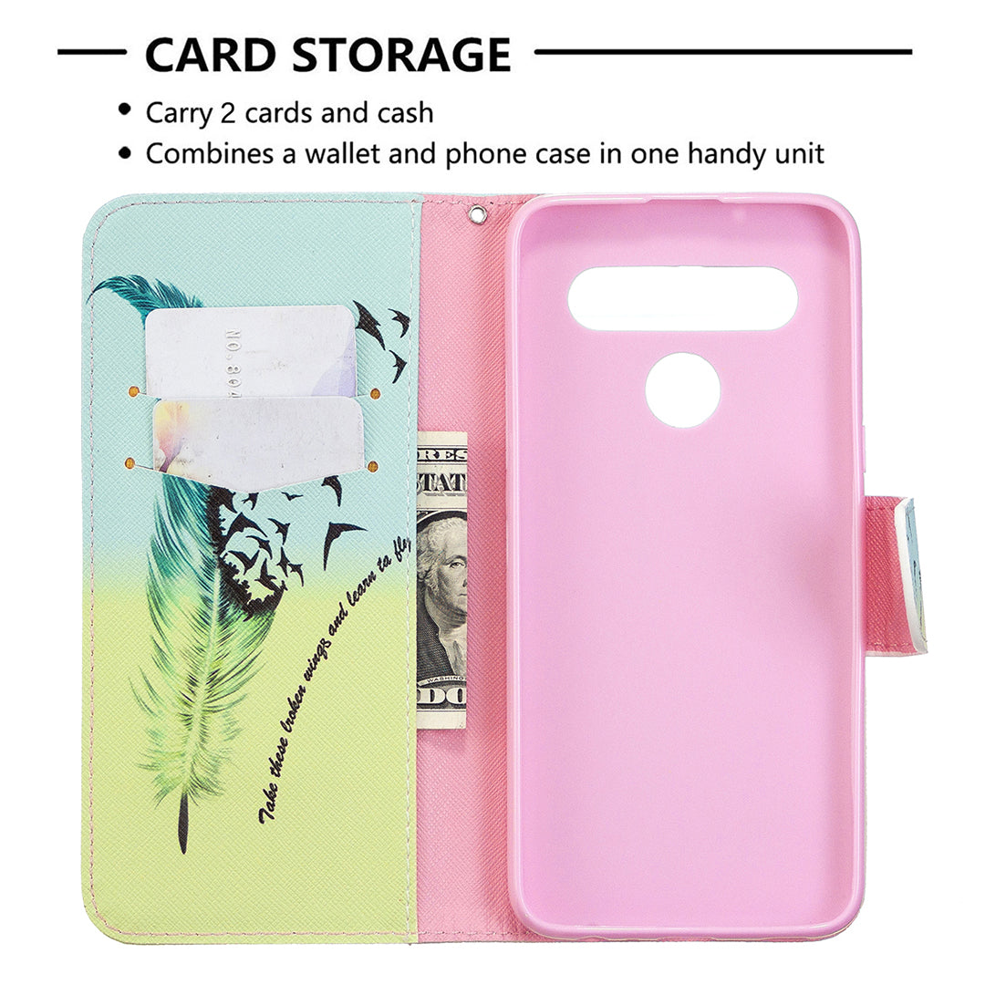 Pattern Printing Stand Leather Wallet Mobile Case for LG K61
