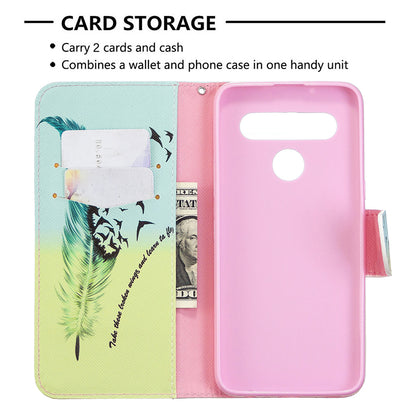 Pattern Printing Stand Leather Wallet Mobile Case for LG K61