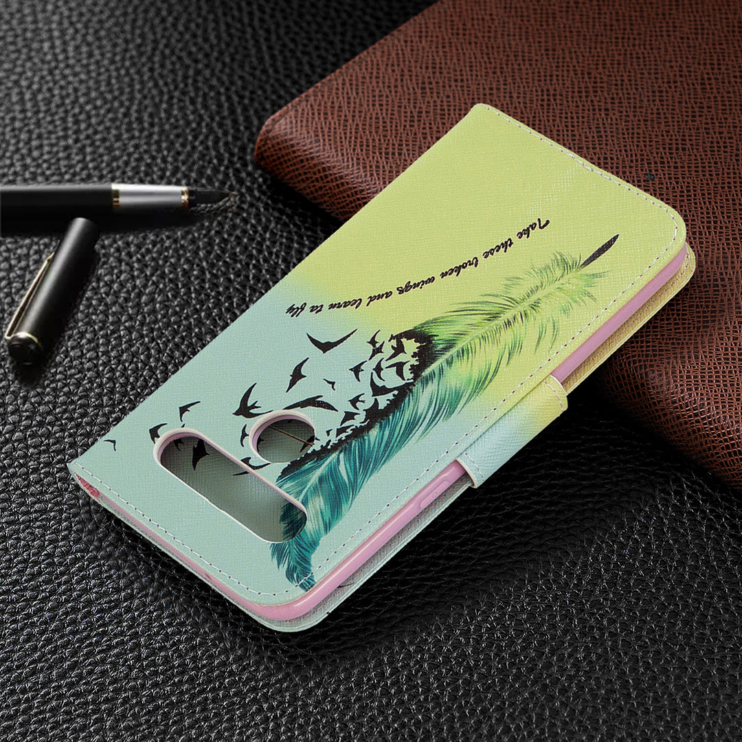 Pattern Printing Stand Leather Wallet Mobile Case for LG K61