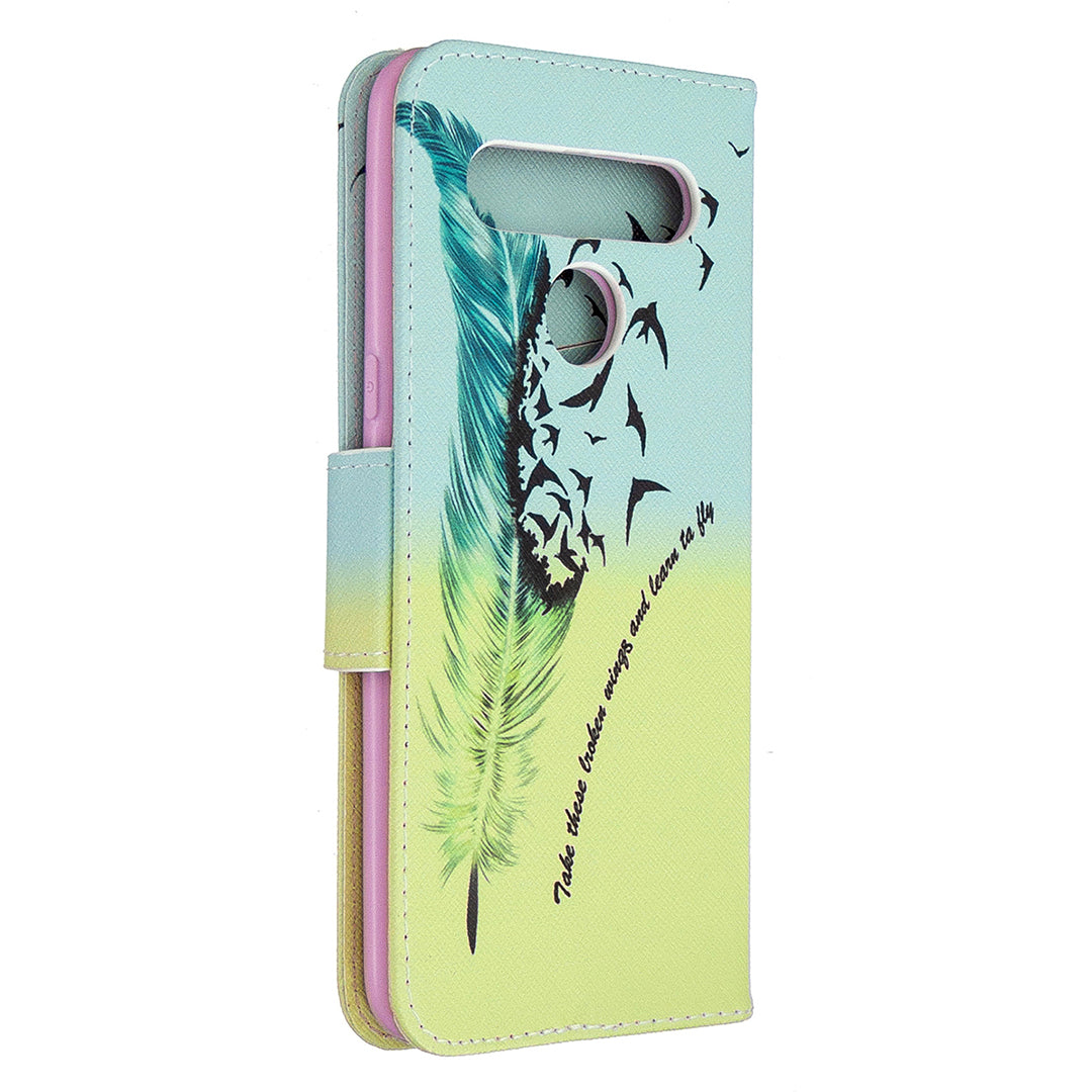 Pattern Printing Stand Leather Wallet Mobile Case for LG K61