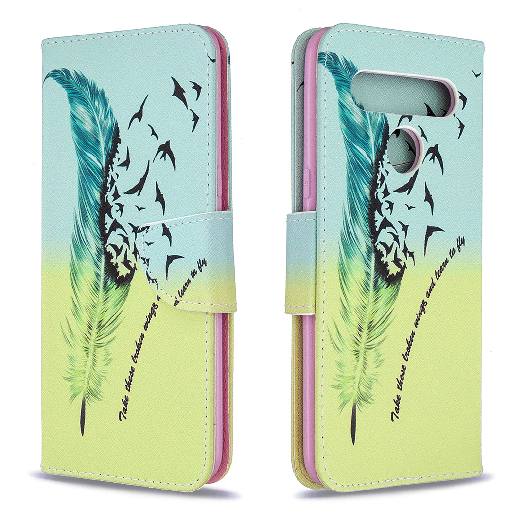 Pattern Printing Stand Leather Wallet Mobile Case for LG K61