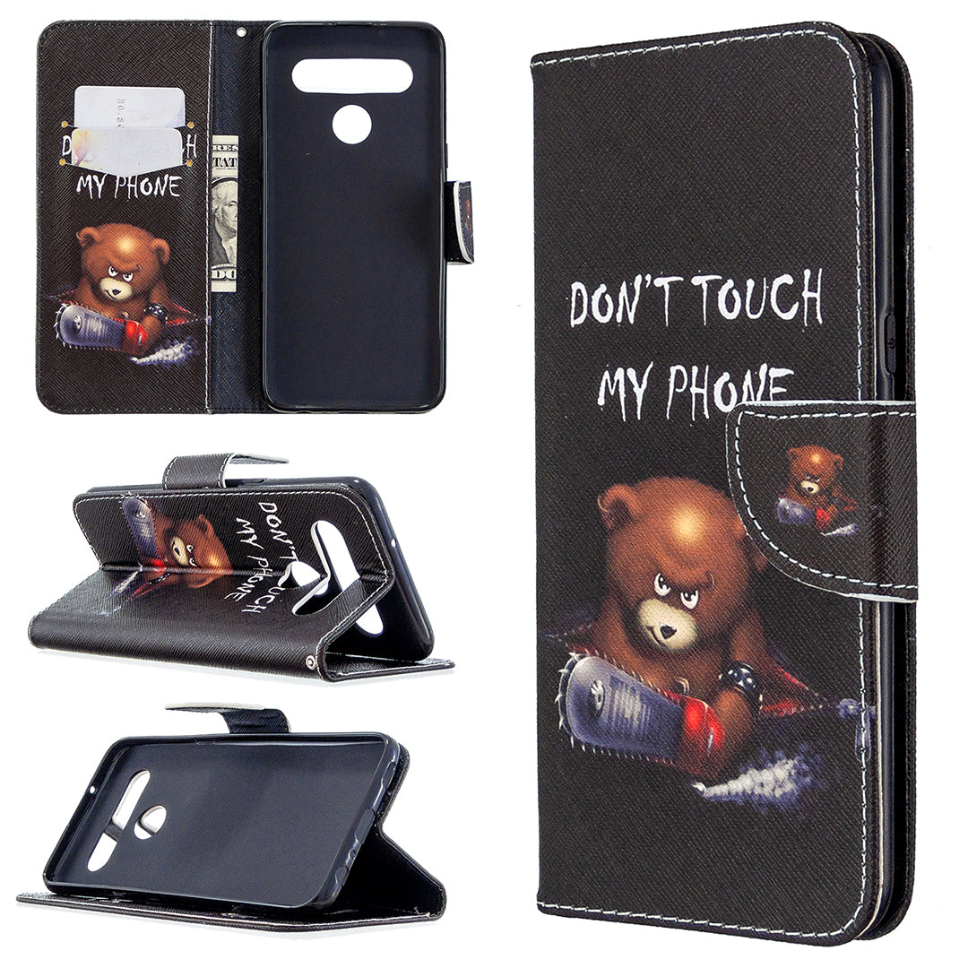 Pattern Printing Stand Leather Wallet Mobile Case for LG K61