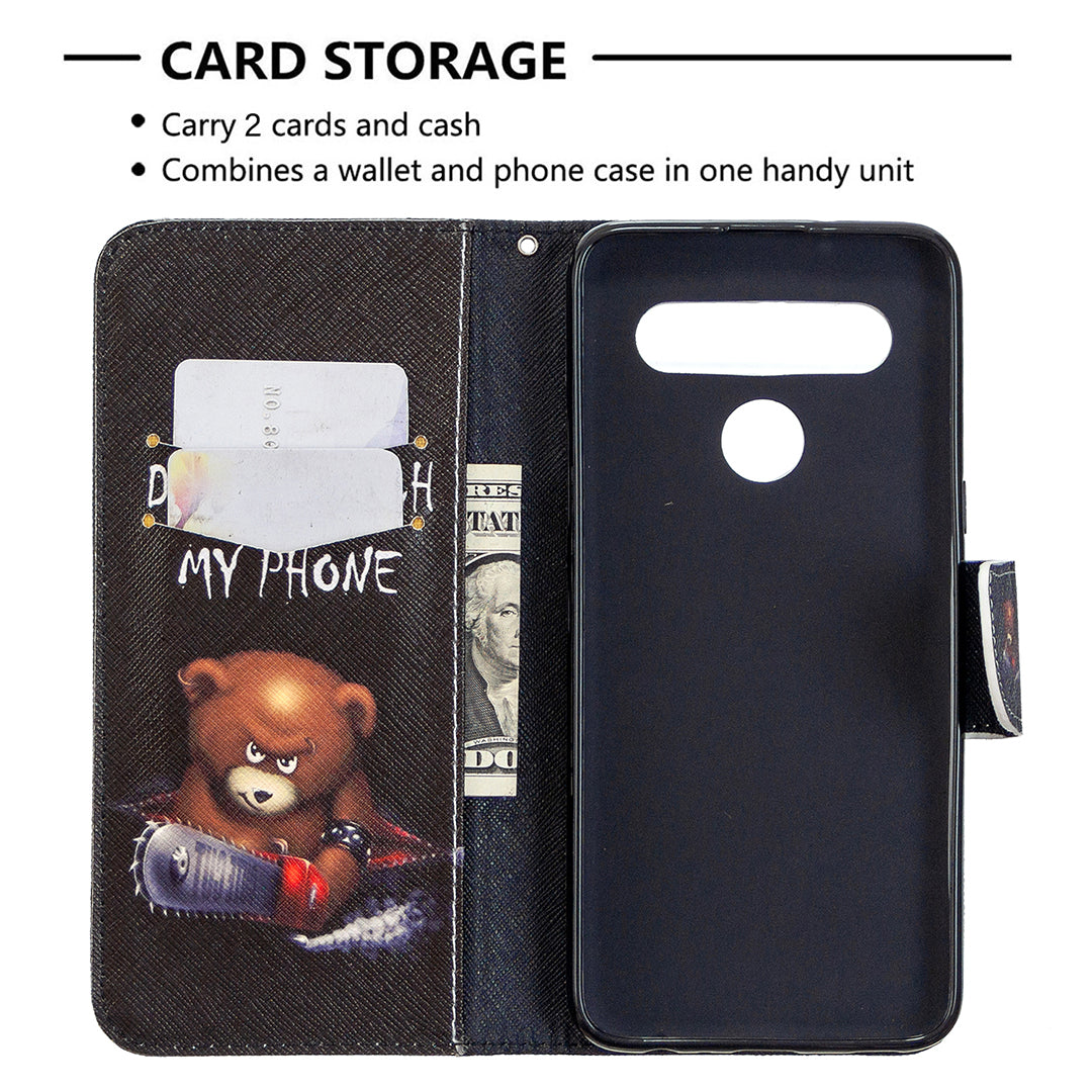 Pattern Printing Stand Leather Wallet Mobile Case for LG K61