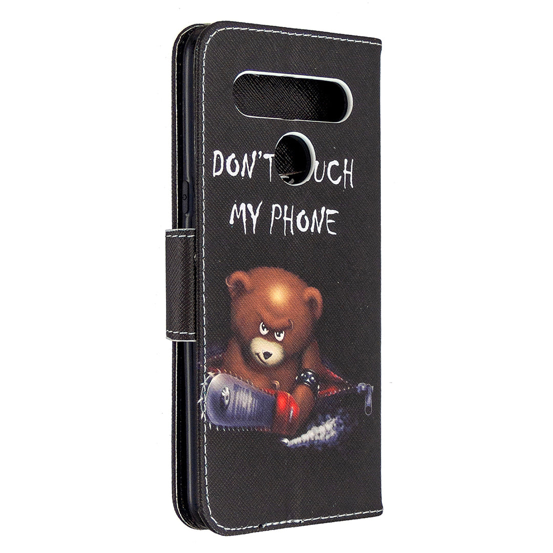 Pattern Printing Stand Leather Wallet Mobile Case for LG K61