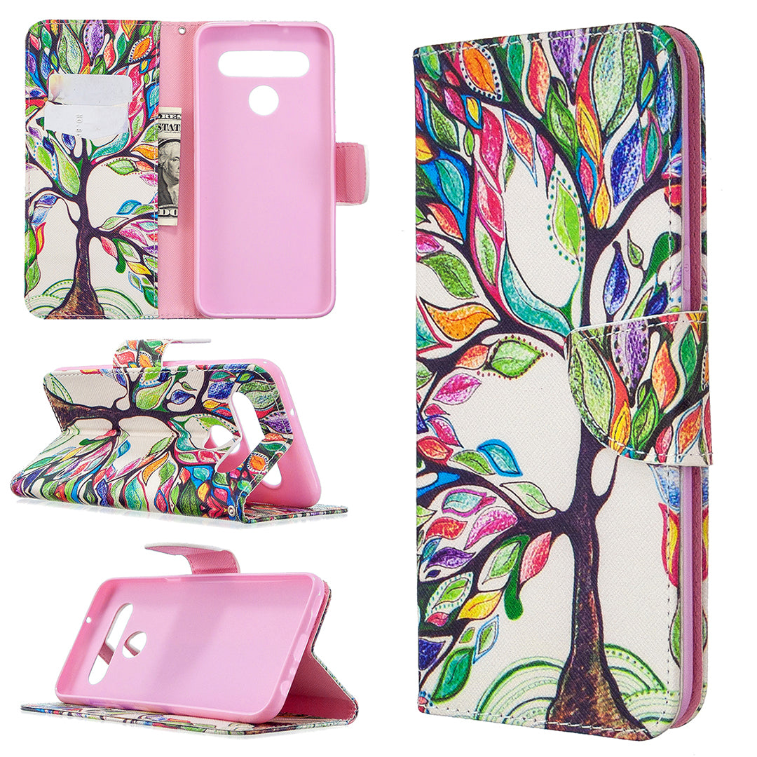 Pattern Printing Stand Leather Wallet Mobile Case for LG K61