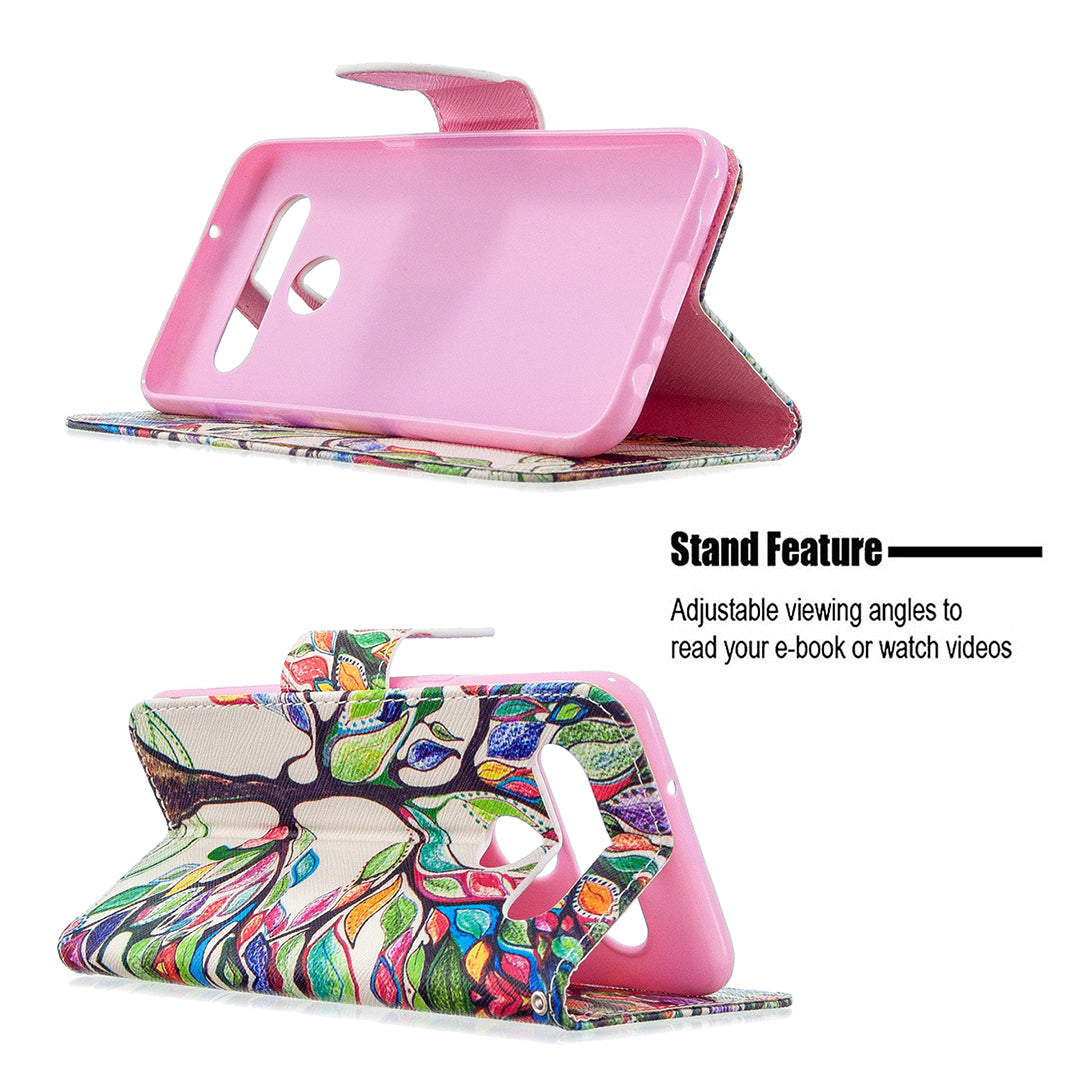 Pattern Printing Stand Leather Wallet Mobile Case for LG K61