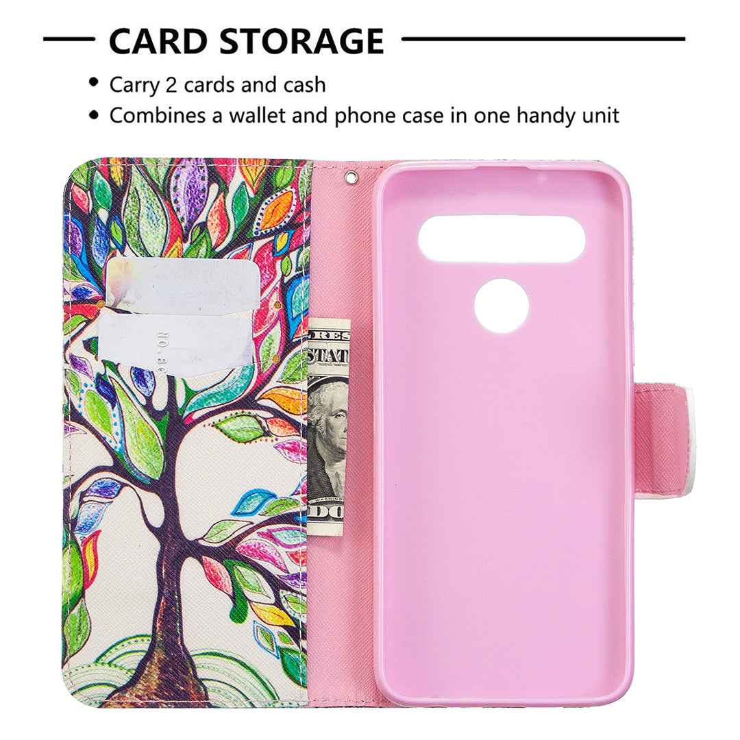 Pattern Printing Stand Leather Wallet Mobile Case for LG K61