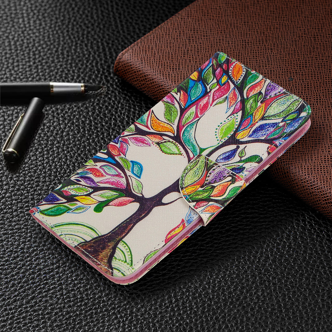 Pattern Printing Stand Leather Wallet Mobile Case for LG K61