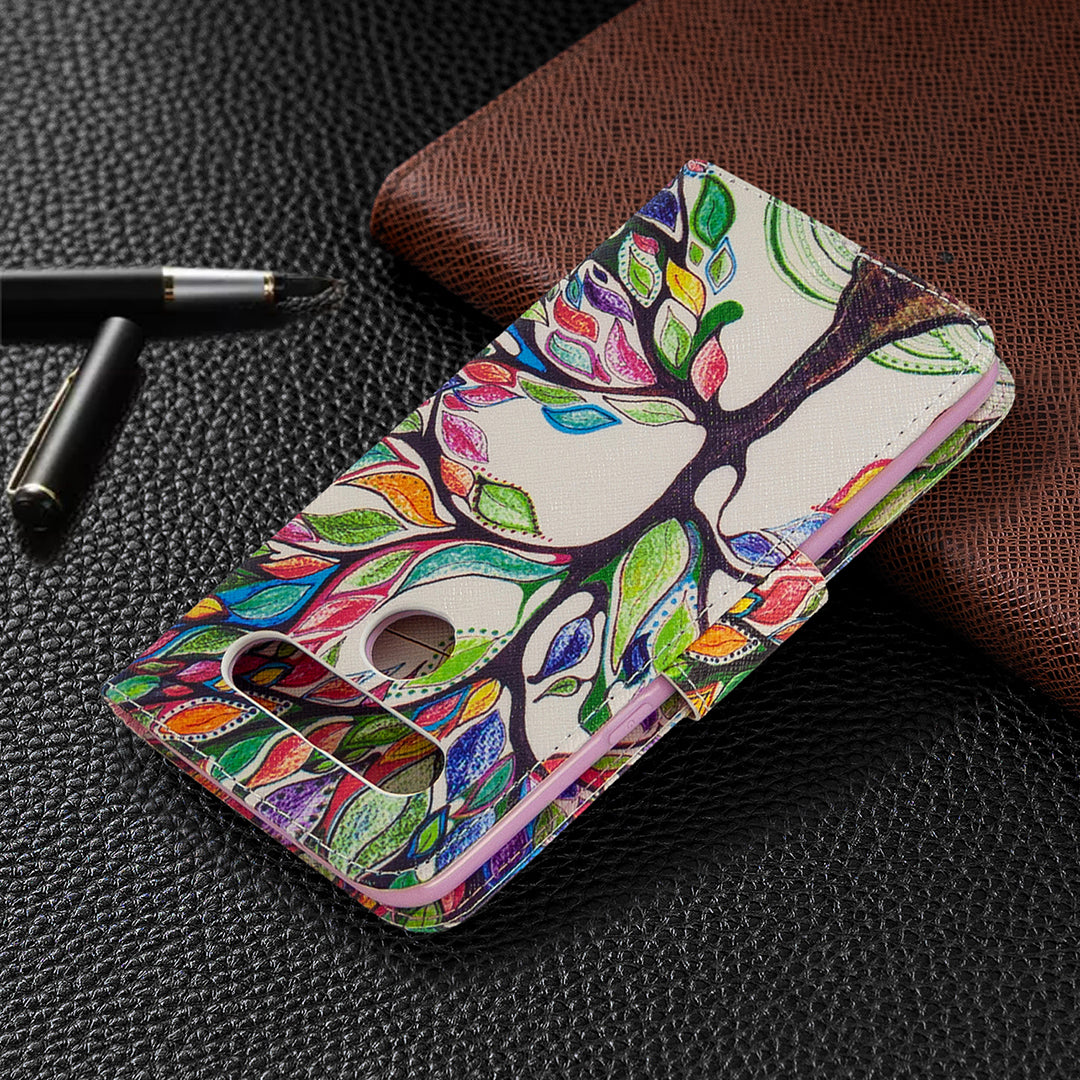 Pattern Printing Stand Leather Wallet Mobile Case for LG K61